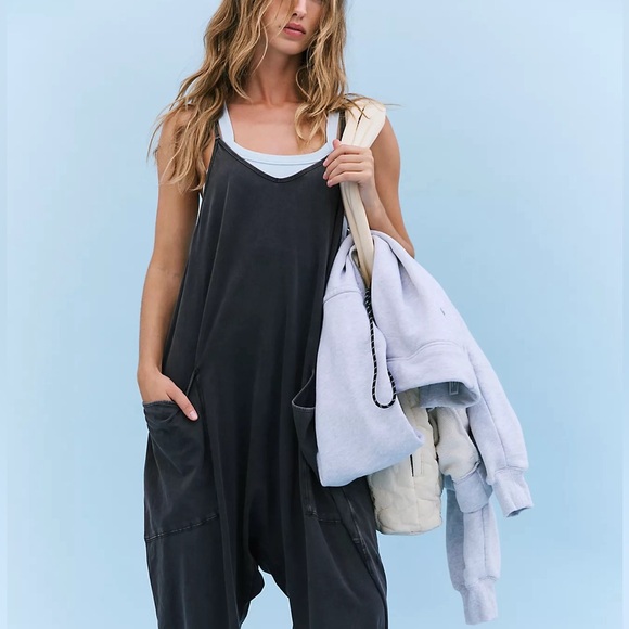 Free People Movement Hot Shot Onesie Washed Black Jumpsuit | XL - Picture 2 of 9